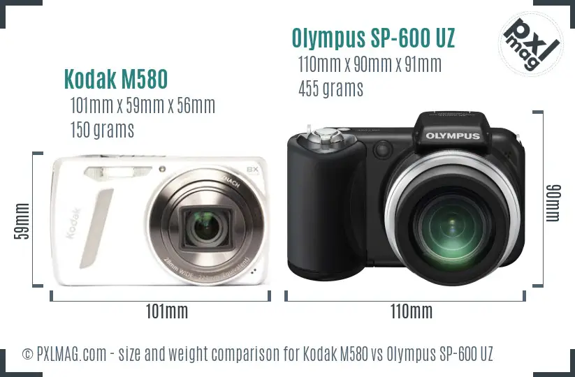 Kodak M580 vs Olympus SP-600 UZ size comparison