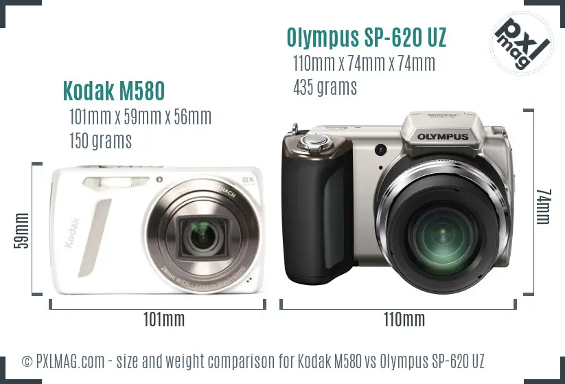 Kodak M580 vs Olympus SP-620 UZ size comparison