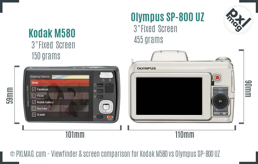 Kodak M580 vs Olympus SP-800 UZ Screen and Viewfinder comparison Kodak M580 vs Olympus SP-800 UZ Screen and Viewfinder comparison