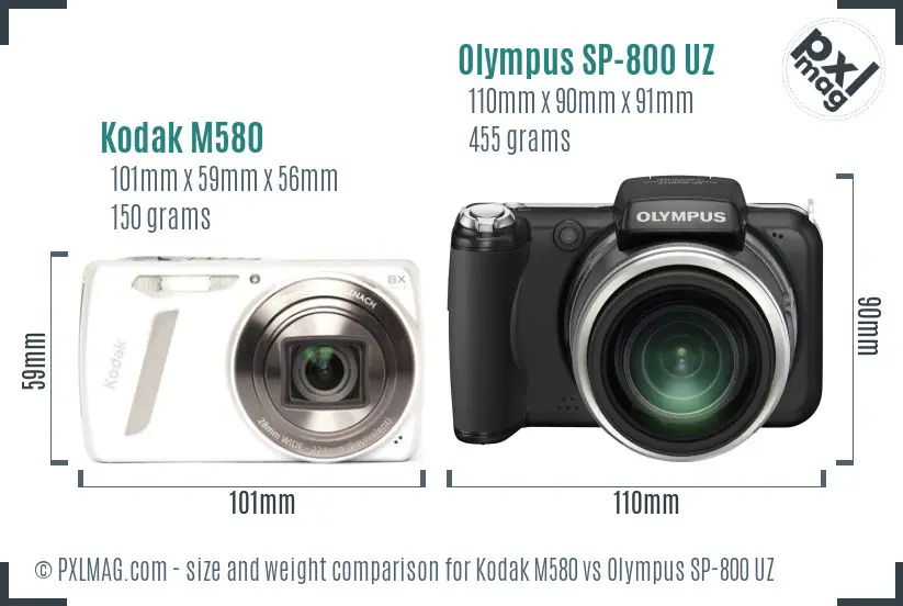 Kodak M580 vs Olympus SP-800 UZ size comparison Kodak M580 vs Olympus SP-800 UZ size comparison