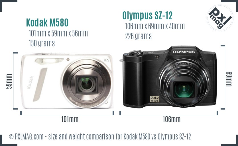 Kodak M580 vs Olympus SZ-12 size comparison Kodak M580 vs Olympus SZ-12 size comparison