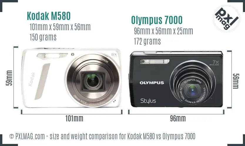 Kodak M580 vs Olympus 7000 size comparison
