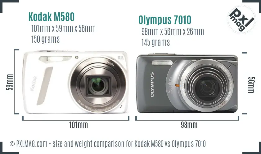 Kodak M580 vs Olympus 7010 size comparison