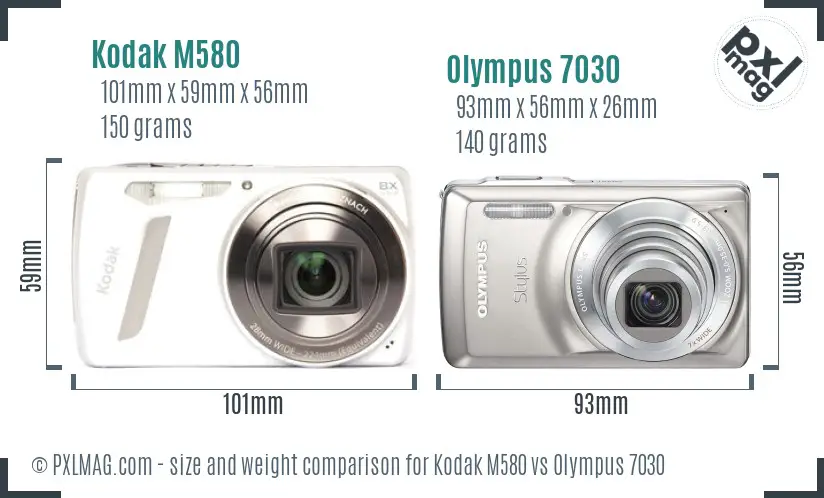 Kodak M580 vs Olympus 7030 size comparison