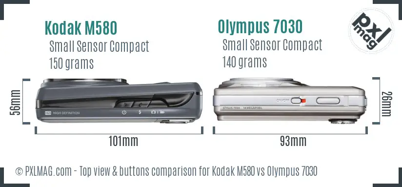 Kodak M580 vs Olympus 7030 top view buttons comparison