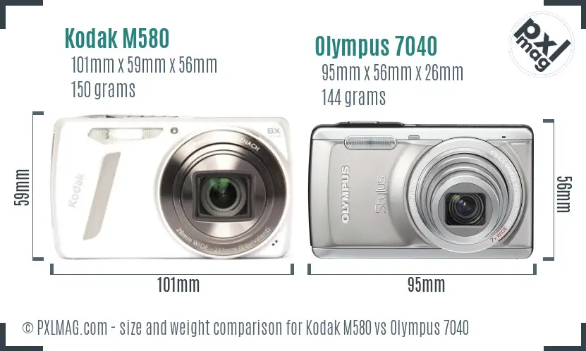Kodak M580 vs Olympus 7040 size comparison