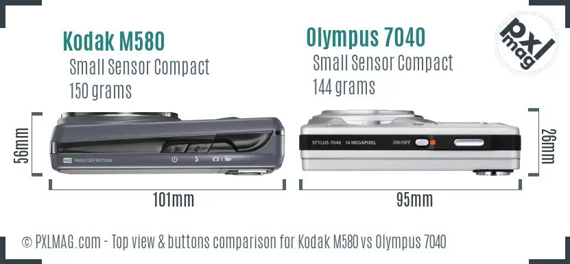 Kodak M580 vs Olympus 7040 top view buttons comparison