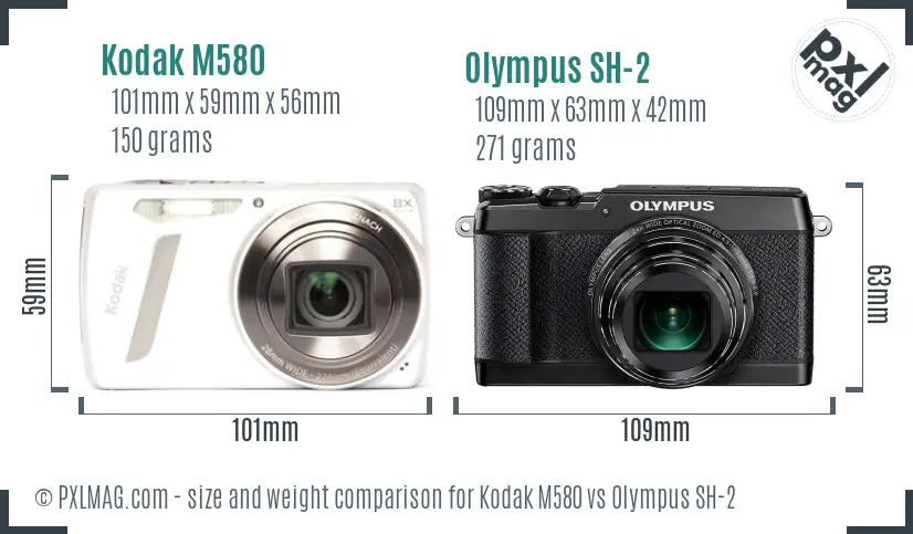 Kodak M580 vs Olympus SH-2 size comparison