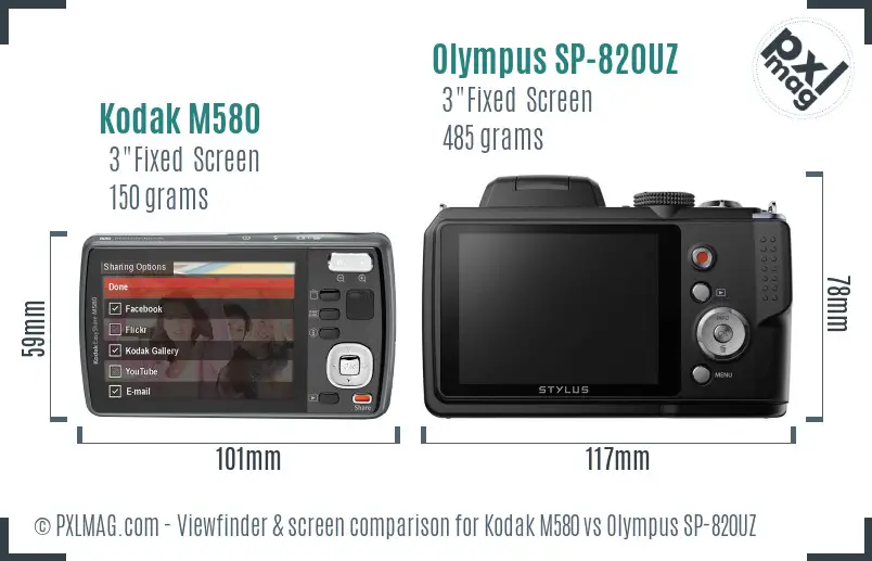 Kodak M580 vs Olympus SP-820UZ Screen and Viewfinder comparison Kodak M580 vs Olympus SP-820UZ Screen and Viewfinder comparison