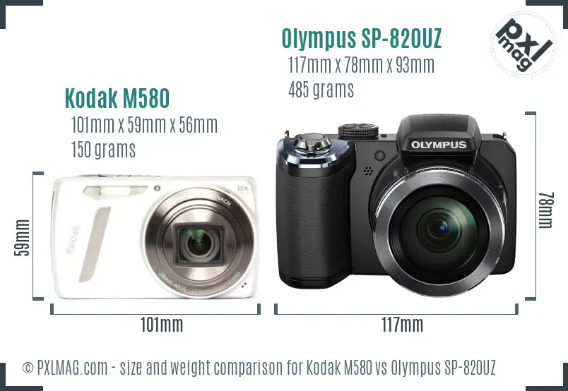 Kodak M580 vs Olympus SP-820UZ size comparison Kodak M580 vs Olympus SP-820UZ size comparison