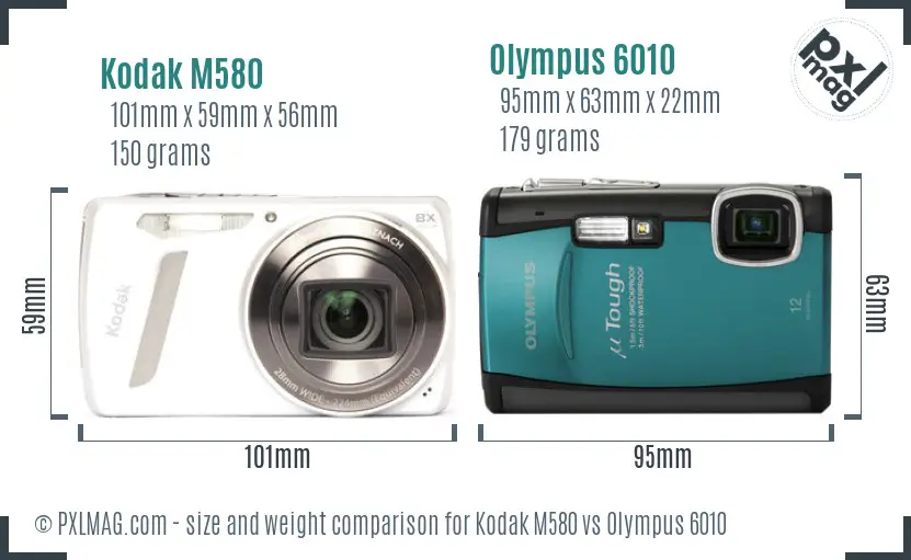Kodak M580 vs Olympus 6010 size comparison Kodak M580 vs Olympus 6010 size comparison