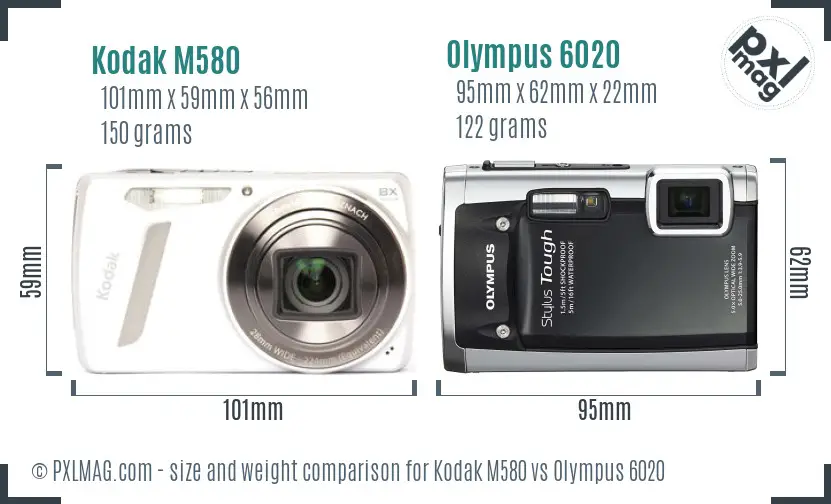 Kodak M580 vs Olympus 6020 size comparison