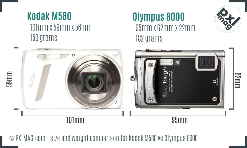 Kodak M580 vs Olympus 8000 size comparison