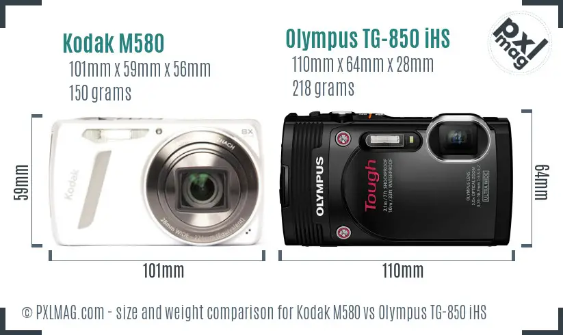 Kodak M580 vs Olympus TG-850 iHS size comparison