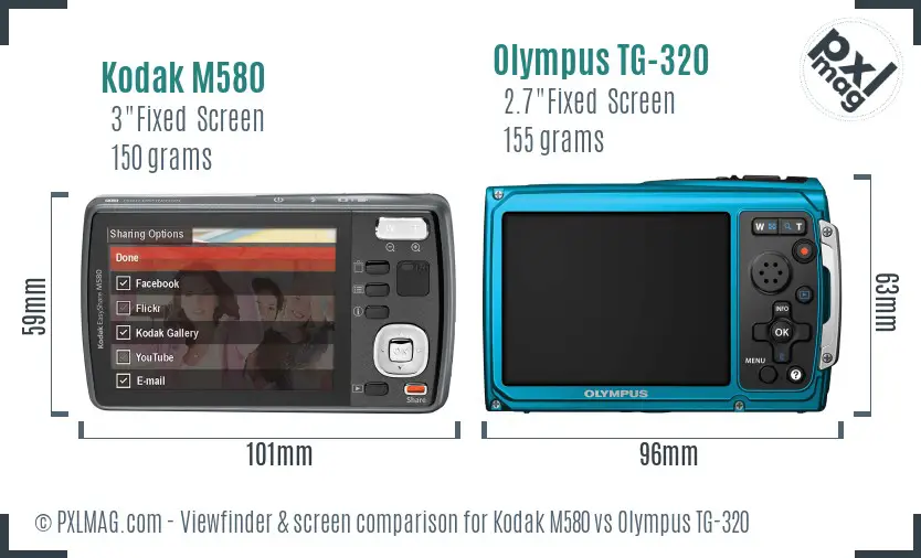 Kodak M580 vs Olympus TG-320 Screen and Viewfinder comparison Kodak M580 vs Olympus TG-320 Screen and Viewfinder comparison