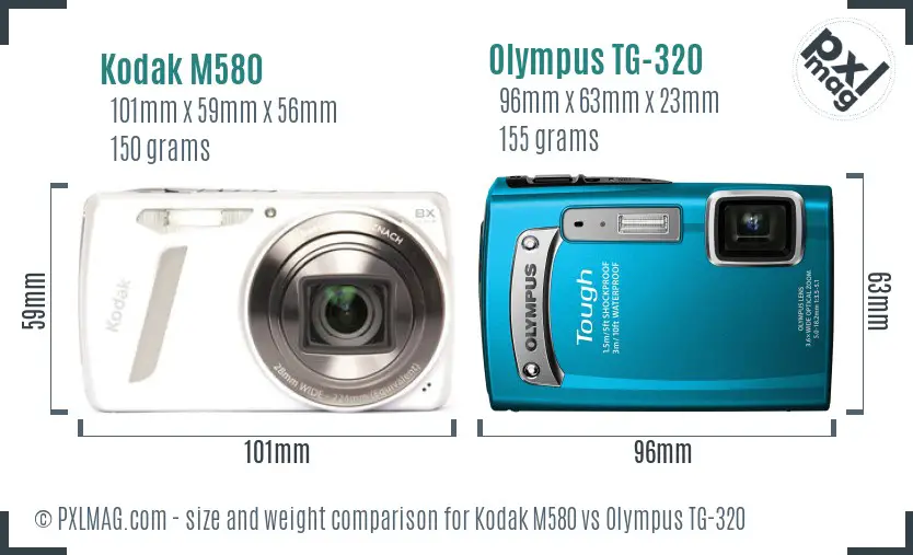 Kodak M580 vs Olympus TG-320 size comparison Kodak M580 vs Olympus TG-320 size comparison