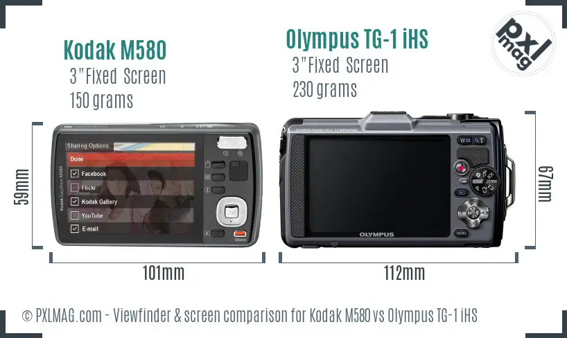 Kodak M580 vs Olympus TG-1 iHS Screen and Viewfinder comparison