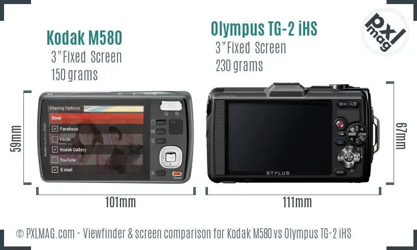 Kodak M580 vs Olympus TG-2 iHS Screen and Viewfinder comparison Kodak M580 vs Olympus TG-2 iHS Screen and Viewfinder comparison
