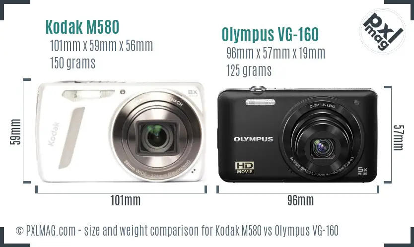 Kodak M580 vs Olympus VG-160 size comparison