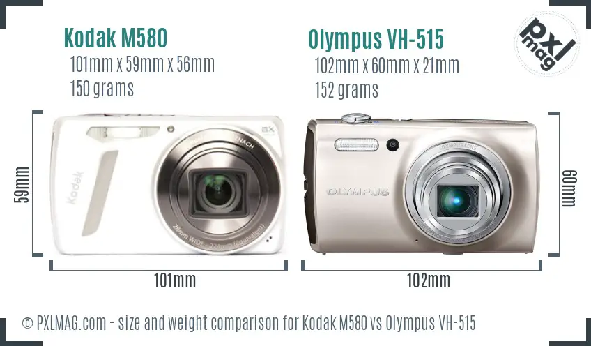 Kodak M580 vs Olympus VH-515 size comparison