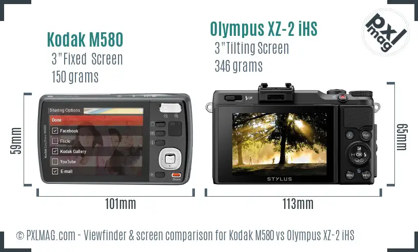 Kodak M580 vs Olympus XZ-2 iHS Screen and Viewfinder comparison