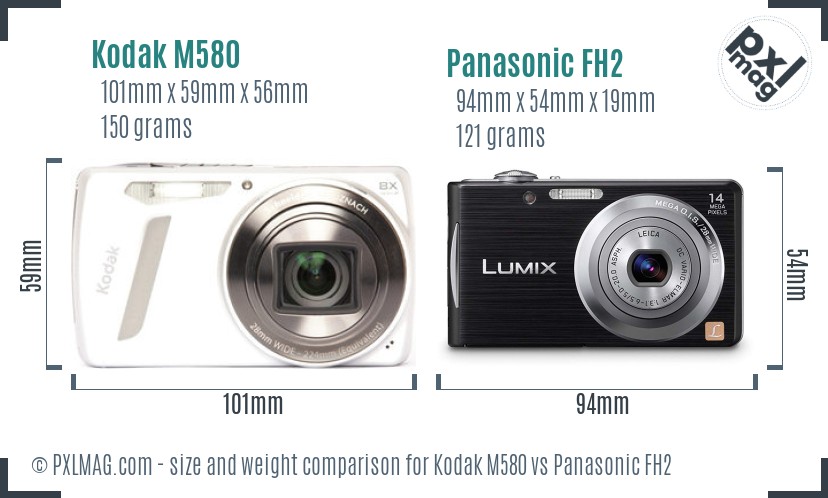 Kodak M580 vs Panasonic FH2 size comparison Kodak M580 vs Panasonic FH2 size comparison