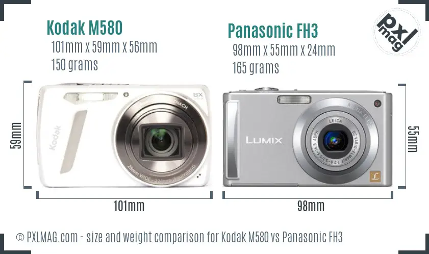 Kodak M580 vs Panasonic FH3 size comparison