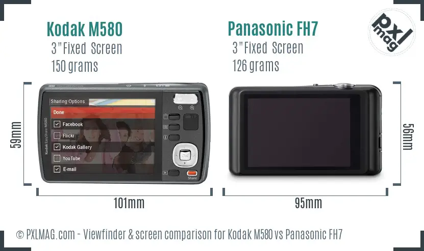 Kodak M580 vs Panasonic FH7 Screen and Viewfinder comparison