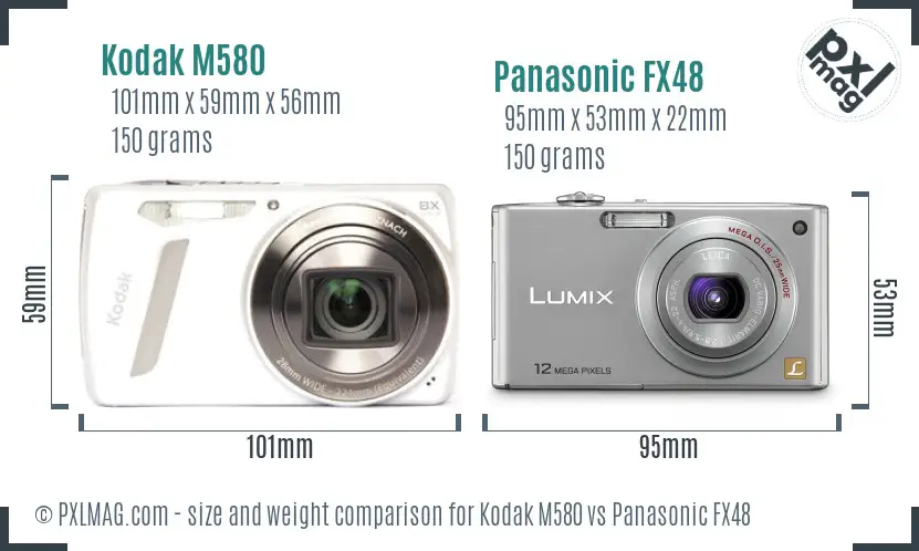 Kodak M580 vs Panasonic FX48 size comparison