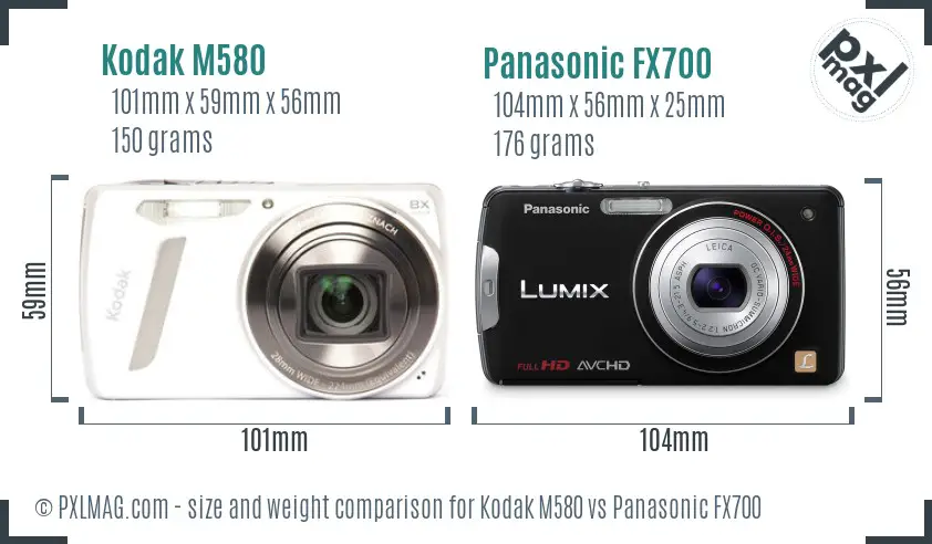 Kodak M580 vs Panasonic FX700 size comparison