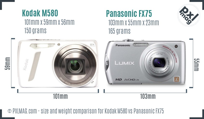 Kodak M580 vs Panasonic FX75 size comparison Kodak M580 vs Panasonic FX75 size comparison