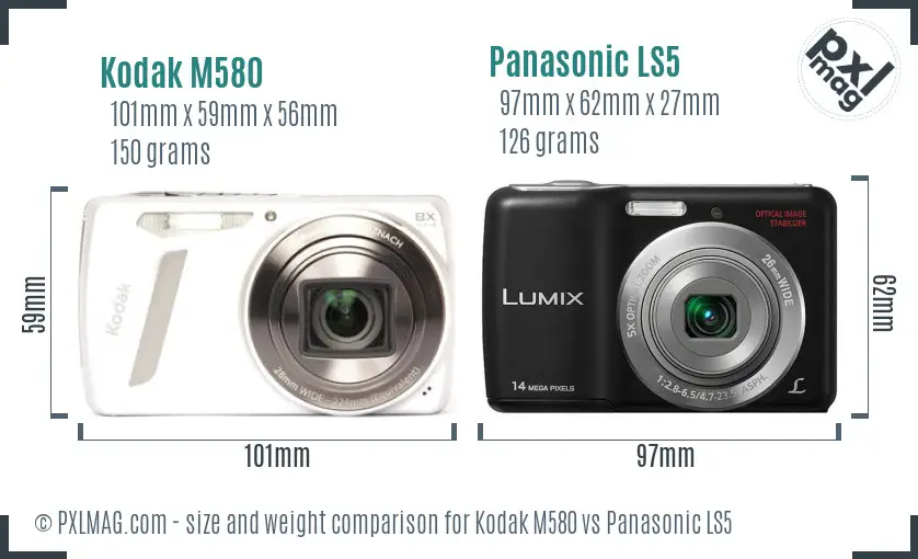 Kodak M580 vs Panasonic LS5 size comparison