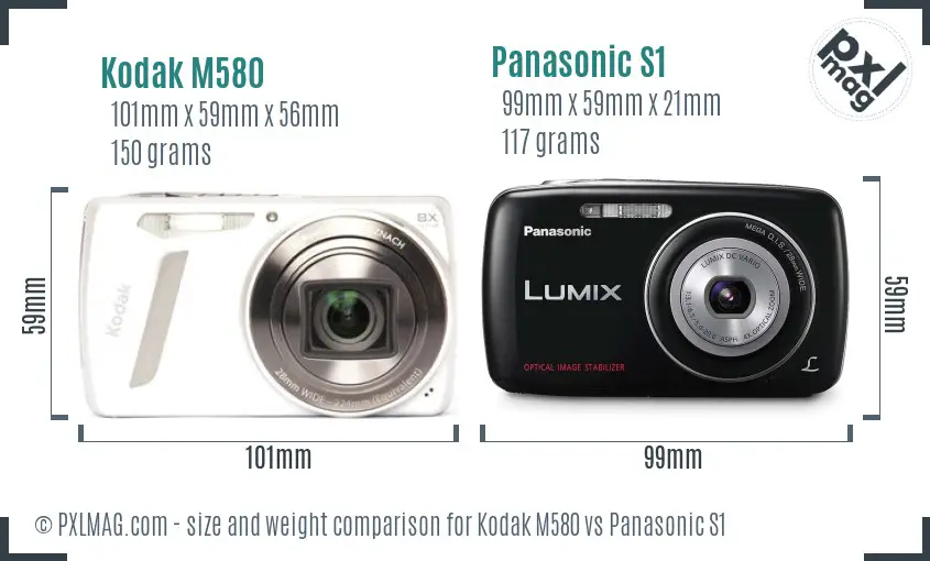 Kodak M580 vs Panasonic S1 size comparison