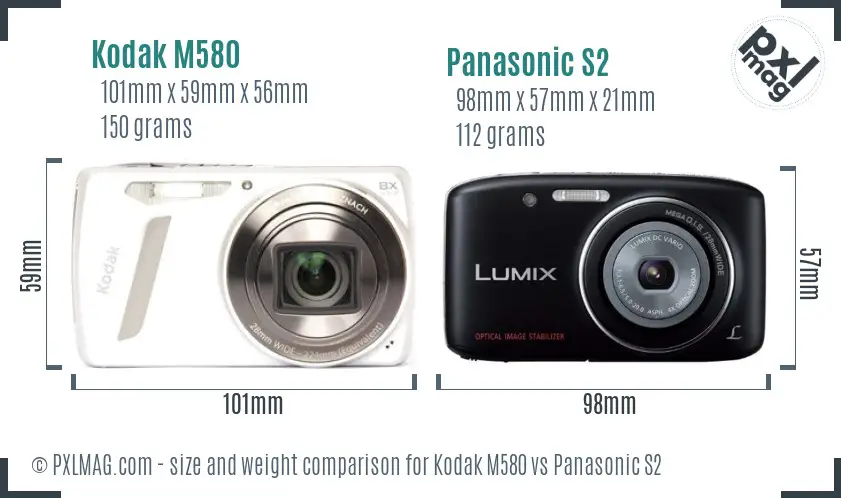 Kodak M580 vs Panasonic S2 size comparison