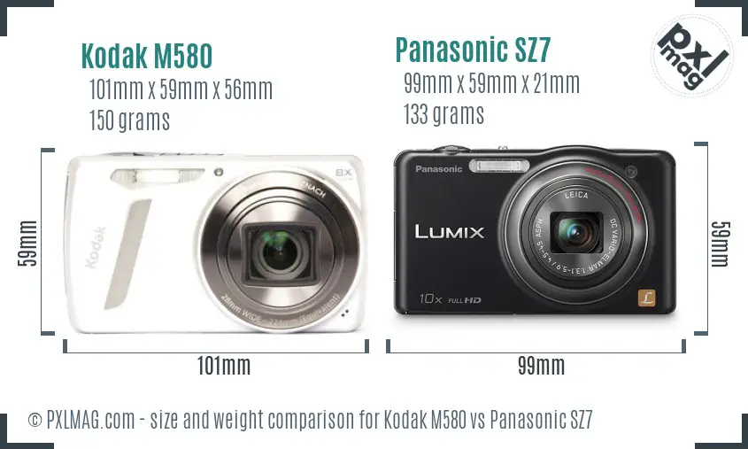 Kodak M580 vs Panasonic SZ7 size comparison Kodak M580 vs Panasonic SZ7 size comparison