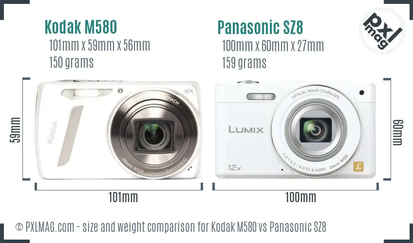 Kodak M580 vs Panasonic SZ8 size comparison Kodak M580 vs Panasonic SZ8 size comparison