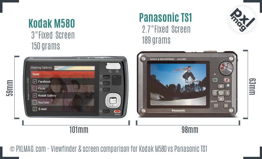 Kodak M580 vs Panasonic TS1 Screen and Viewfinder comparison