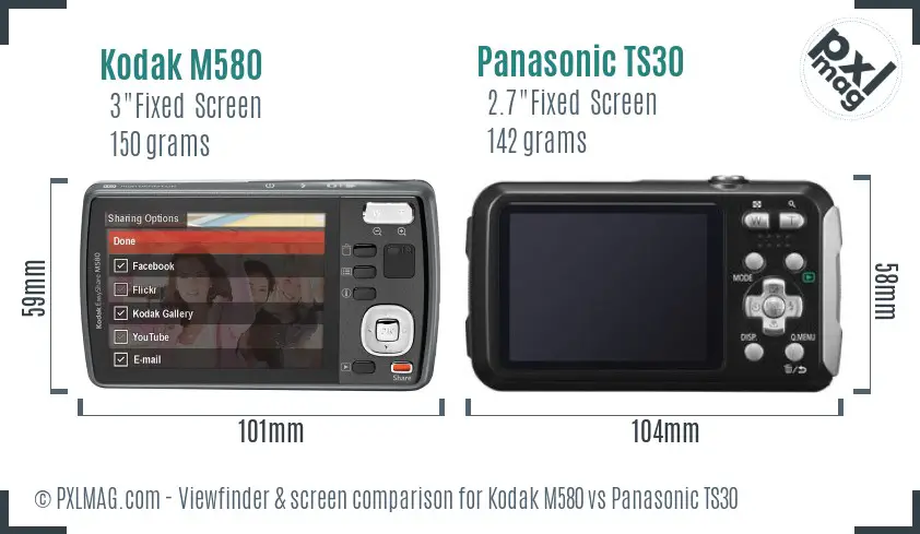 Kodak M580 vs Panasonic TS30 Screen and Viewfinder comparison Kodak M580 vs Panasonic TS30 Screen and Viewfinder comparison