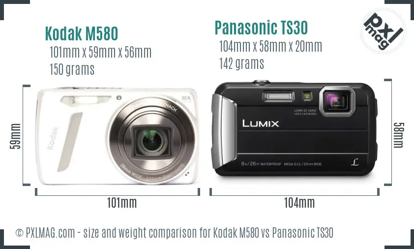 Kodak M580 vs Panasonic TS30 size comparison Kodak M580 vs Panasonic TS30 size comparison