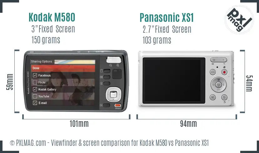 Kodak M580 vs Panasonic XS1 Screen and Viewfinder comparison