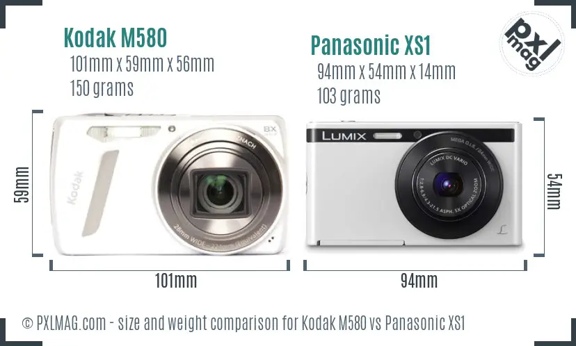 Kodak M580 vs Panasonic XS1 size comparison