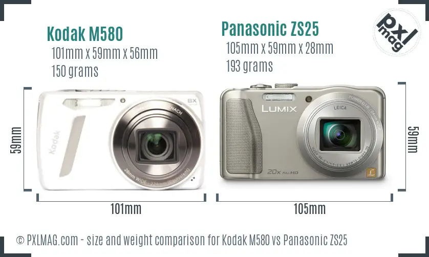 Kodak M580 vs Panasonic ZS25 size comparison Kodak M580 vs Panasonic ZS25 size comparison