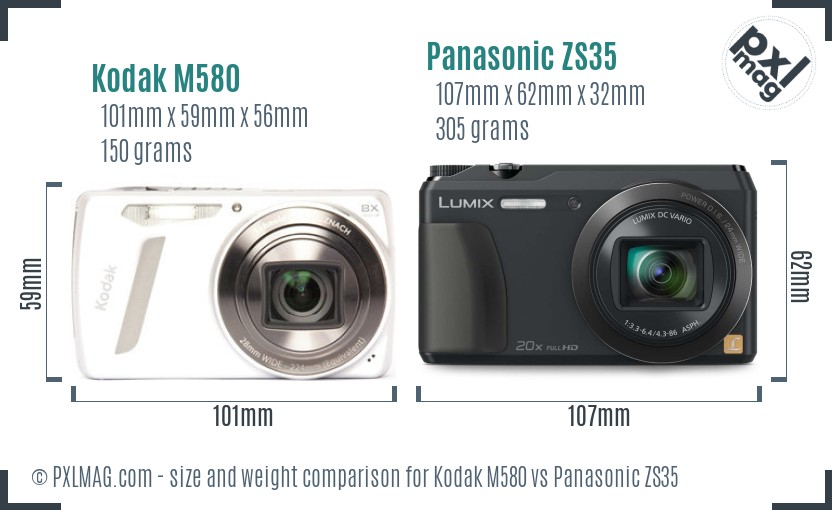Kodak M580 vs Panasonic ZS35 size comparison Kodak M580 vs Panasonic ZS35 size comparison