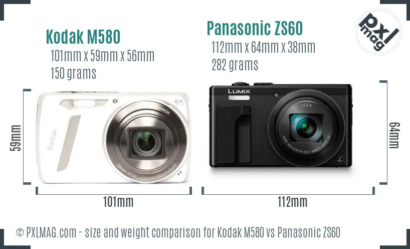 Kodak M580 vs Panasonic ZS60 size comparison Kodak M580 vs Panasonic ZS60 size comparison