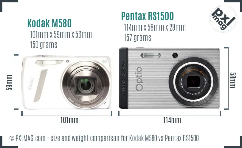 Kodak M580 vs Pentax RS1500 size comparison