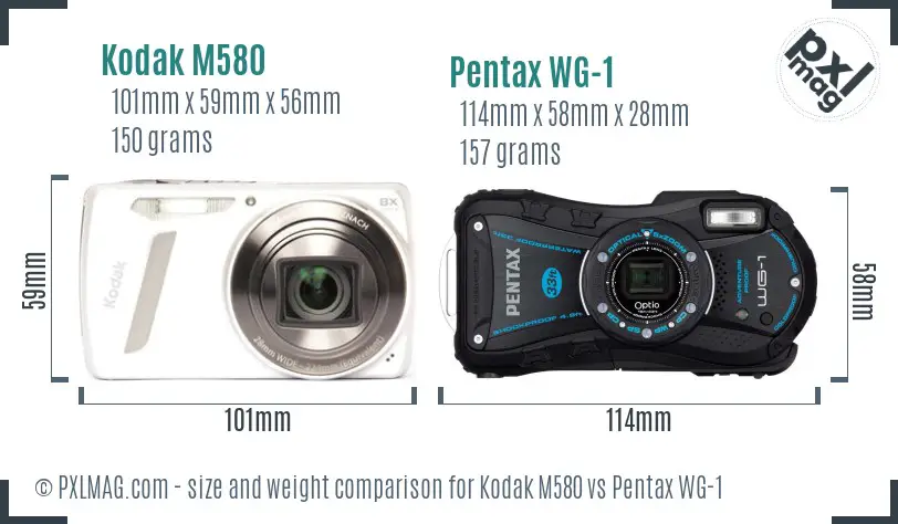 Kodak M580 vs Pentax WG-1 size comparison