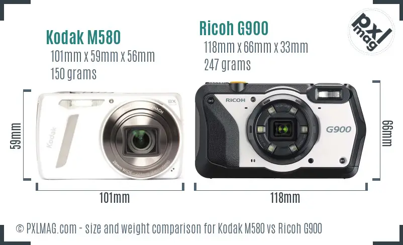 Kodak M580 vs Ricoh G900 size comparison