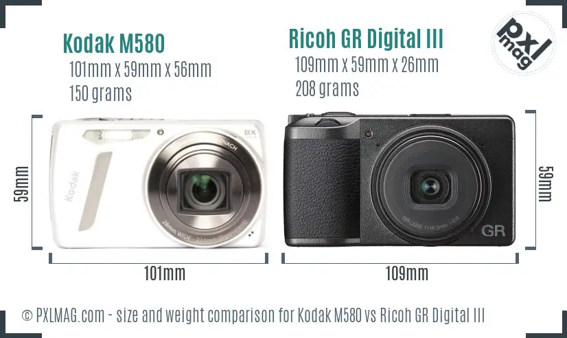 Kodak M580 vs Ricoh GR Digital III size comparison Kodak M580 vs Ricoh GR Digital III size comparison