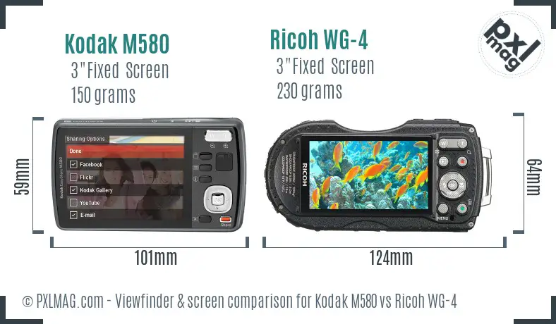 Kodak M580 vs Ricoh WG-4 Screen and Viewfinder comparison Kodak M580 vs Ricoh WG-4 Screen and Viewfinder comparison