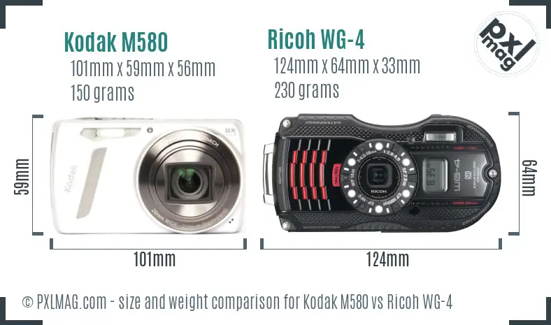 Kodak M580 vs Ricoh WG-4 size comparison Kodak M580 vs Ricoh WG-4 size comparison
